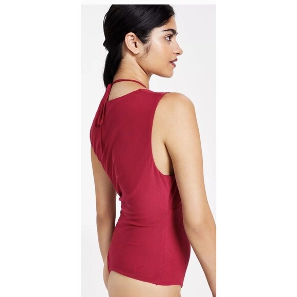 NWT Bar III Red Bodysuit Cutout Sweetheart Neck Sexy Sz Small - Picture 2 of 9